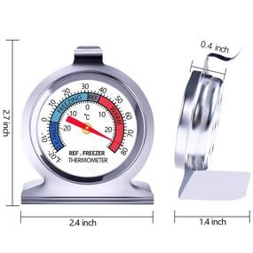 img 3 attached to 🌡️ 2 Pack Refrigerator Thermometer - Classic Fridge Thermometer Indicator, Large Dial -20-80°F Red, Dual-Scale Freezer Thermometer - Instant Read Monitoring, Durable Steel Sensor for Freezers and Coolers