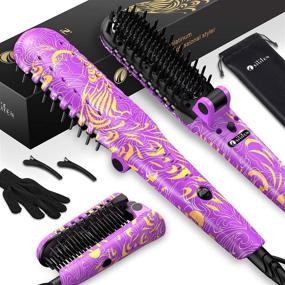 img 4 attached to 🔥 Ionic Hair Straightener Brush - Advanced Ionic Straightening Brush with 5 Adjustable Heat Levels, Frizz-Free & Silky Hair Quick results, Rapid Heating & Anti-Scald Feature, Portable & Foldable Design Ideal for Travel