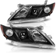 dwvo headlight assembly for 2007-2009 camry (excluding hybird models) - black housing with amber reflector and clear lens logo