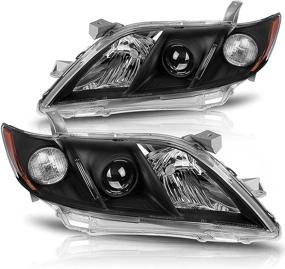 img 4 attached to DWVO Headlight Assembly for 2007-2009 Camry (excluding Hybird models) - Black Housing with Amber Reflector and Clear Lens