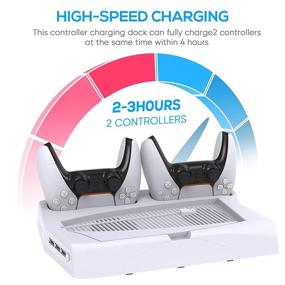 img 3 attached to Enhanced Vertical Stand & Cooling Fan Charger for PS5 Digital Edition/Ultra HD Console - White