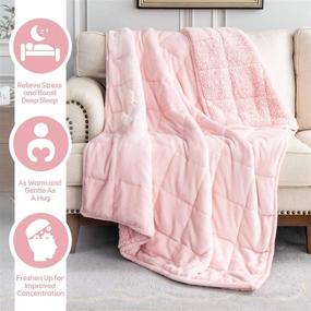 img 2 attached to 🎀 Cottonblue Sherpa Flannel Weighted Blanket Queen Size 15lbs, Soft and Fuzzy Cozy Plush Blanket for Adults - Throw Blanket for Sofa Bed, 60 x 80 inches, Blush Pink