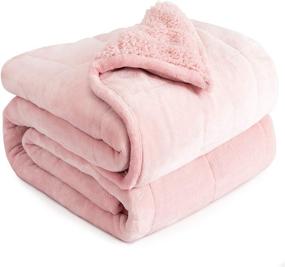 img 4 attached to 🎀 Cottonblue Sherpa Flannel Weighted Blanket Queen Size 15lbs, Soft and Fuzzy Cozy Plush Blanket for Adults - Throw Blanket for Sofa Bed, 60 x 80 inches, Blush Pink