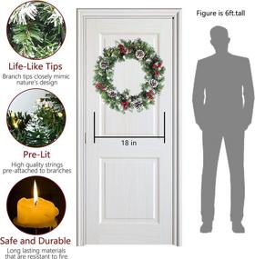 img 2 attached to 🎄 Pre-lit Christmas Wreath for Front Door - Battery Operated Xmas Wreath with Lights, Outdoor Lighted Wreath for Cars, 50 LED Lights Pre-Strung Artificial Christmas Wreath by Leaflai