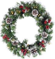 🎄 pre-lit christmas wreath for front door - battery operated xmas wreath with lights, outdoor lighted wreath for cars, 50 led lights pre-strung artificial christmas wreath by leaflai logo