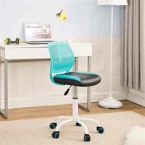 img 1 attached to 🪑 GreenForest Kids Desk Chair: Adjustable Height Pu Teens Rolling Chair for Computer & Study, Easy-to-Clean Armless 360° Swivel Task Chair for Bedroom & School – Turquoise and Black