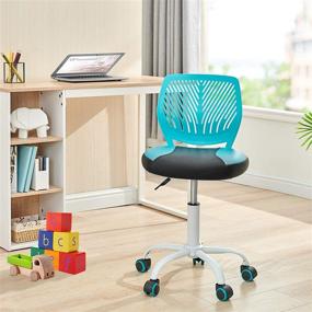 img 3 attached to 🪑 GreenForest Kids Desk Chair: Adjustable Height Pu Teens Rolling Chair for Computer & Study, Easy-to-Clean Armless 360° Swivel Task Chair for Bedroom & School – Turquoise and Black