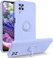 📱 bentoben galaxy a12 case, slim silicone lavender purple protective cover with 360° ring holder kickstand, magnetic car mount, soft rubber, anti-scratch, non-slip, shockproof design, for samsung galaxy a12 6.5 inch logo