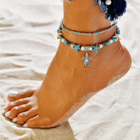 img 3 attached to 👣 Stylish Double-Layered Adjustable Summer Beach Anklet as a Perfect Gift for Women or Girls