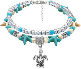 img 4 attached to 👣 Stylish Double-Layered Adjustable Summer Beach Anklet as a Perfect Gift for Women or Girls