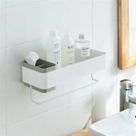 bathroom wall organizer shelf storage adhesive, compact restroom essentials shower caddy with powerful suction - green logo