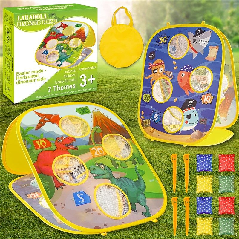 dinosaur birthday activities double sided beanbags 로고