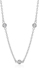 img 3 attached to Stunning Amazon Essentials Sterling Silver AAA Cubic Zirconia Station Necklace – Sparkle with Elegance!
