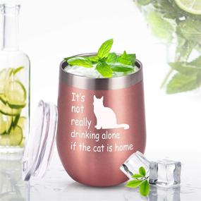 img 2 attached to 🐱 Cute and Humorous Cat Lover Gifts for Women: 'It's not Really Drinking Alone if the Cat is Home' Wine Tumbler – Perfect Funny Birthday Gift for Women Cat Moms and Cat Ladies!