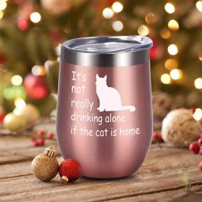 img 1 attached to 🐱 Cute and Humorous Cat Lover Gifts for Women: 'It's not Really Drinking Alone if the Cat is Home' Wine Tumbler – Perfect Funny Birthday Gift for Women Cat Moms and Cat Ladies!