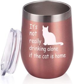 img 4 attached to 🐱 Cute and Humorous Cat Lover Gifts for Women: 'It's not Really Drinking Alone if the Cat is Home' Wine Tumbler – Perfect Funny Birthday Gift for Women Cat Moms and Cat Ladies!