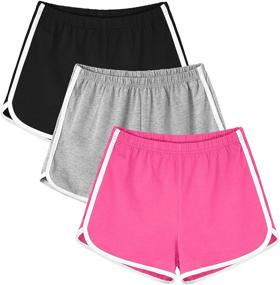 img 4 attached to 🩳 3-Pack Cotton Sports Shorts: Perfect Athletic Shorts for Yoga, Dance, and Summer Activities
