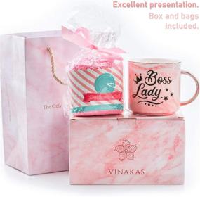 img 2 attached to 👩 Boss Lady Gift Set: 12oz Gold Pink Ceramic Coffee Mug, Funny Socks, and Gift Bag - Perfect for the Best Boss and Boss Lady. Top-rated Boss Gifts for Women.