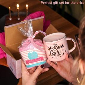 img 3 attached to 👩 Boss Lady Gift Set: 12oz Gold Pink Ceramic Coffee Mug, Funny Socks, and Gift Bag - Perfect for the Best Boss and Boss Lady. Top-rated Boss Gifts for Women.