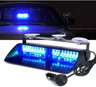 xprite blue led emergency strobe lights: suction cup mount, front windshield dash deck flashing light – hazard warning for volunteer firefighter law enforcement vehicles trucks logo