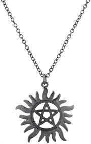 img 3 attached to Hematite Anti Possession Symbol Pentagram Necklace by LUX ACCESSORIES - Novelty Charm for Enhanced SEO