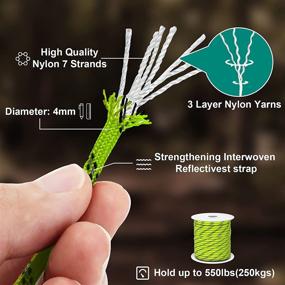 img 2 attached to 🏕️ Balit Reflective 550 Paracord 4mm Tent Rope - 65ft Nylon Guylines Spool: Windproof, Camping, Outdoor, Hiking, Lanyard, Bracelets, Emergency