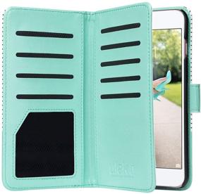 img 3 attached to 📱 ULAK iPhone 8 Plus/7 Plus Wallet Case - Card Holder, Premium PU Leather Flip Cover with Kickstand, Magnetic Closure - Mint/Minimal