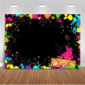 img 1 attached to 🎉 Avezano Glow Splatter Photo Background Neon Party Backdrop 7x5ft, Blacklight Disco Retro Dance Decoration Supplies, Birthday Party Banner