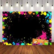 🎉 avezano glow splatter photo background neon party backdrop 7x5ft, blacklight disco retro dance decoration supplies, birthday party banner logo