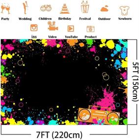 img 2 attached to 🎉 Avezano Glow Splatter Photo Background Neon Party Backdrop 7x5ft, Blacklight Disco Retro Dance Decoration Supplies, Birthday Party Banner