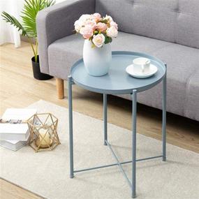 img 4 attached to 🪑 Durable Anti-Rust & Waterproof Tray Metal End Table: Versatile Outdoor & Indoor Snack Table, Accent Coffee Table