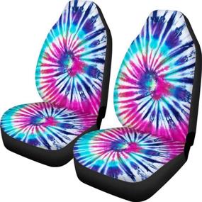 img 4 attached to 🌈 Spiral Rainbow Front Car Seat Covers - Tie-Dye Auto Vehicle Seat Protector - Car Mat Covers for Cars, Sedans, Trucks, SUVs - Universal Fit