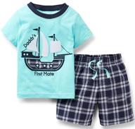 short sleeve tee and shorts cotton clothing sets for toddler boys logo