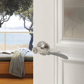 img 3 attached to 🚪 Satin Nickel Privacy Door Handles - Interior Door Lever Set with Lock - Privacy Door Knob for Bath and Bed - Drop Lever Shape - Pack of 10