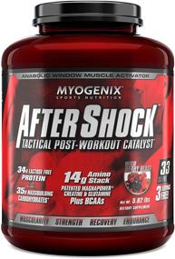 img 4 attached to 🏋️ Послетренировочный комплекс Myogenix Aftershock - Оптимальный рост мышц, анаболическая смесь сывороточного протеина, повышение массы углеводов, аминокомплекс с креатином и глутамином, а также ВСАА - Вкус "Дикая ягода" - 5.82 фунта