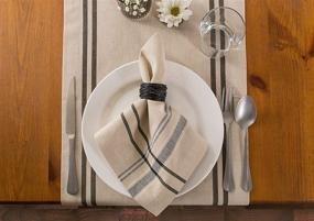 img 1 attached to 🍽️ DII French Stripe Tabletop Collection, 14x108, 100% Cotton, Taupe/Black - Ideal for Everyday Use