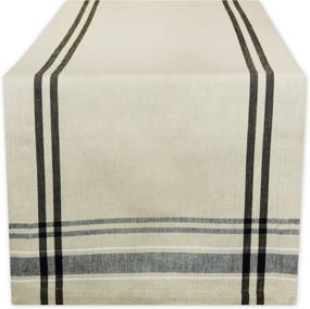 img 4 attached to 🍽️ DII French Stripe Tabletop Collection, 14x108, 100% Cotton, Taupe/Black - Ideal for Everyday Use