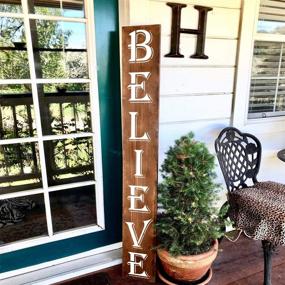 img 3 attached to 🖌️ Pack of 7 Vertical Believe Stencil Templates - Large Letter Stencils for Painting on Wood, Reusable Christmas Front Door Porch Wood Sign Stencils