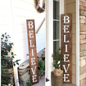 img 2 attached to 🖌️ Pack of 7 Vertical Believe Stencil Templates - Large Letter Stencils for Painting on Wood, Reusable Christmas Front Door Porch Wood Sign Stencils