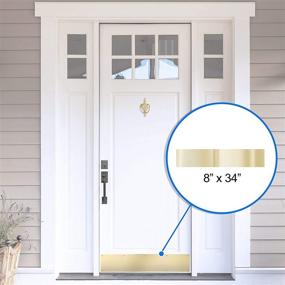 img 1 attached to 🚪 Premium N270-308 Brass Kickplate: 8"x34" Door Plate for Front, Back, or Garage Doors - Superb Protection from Mud and Scratches - National Hardware