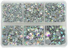 img 3 attached to Queenme 3300pcs AB Hotfix Rhinestones for Clothes Shoes Crafts - Mixed Size Flatback Crystals, Hot Fix Round Glass Gems Stones, Flat Back Iron on Rhinestones for Clothing 2MM-6MM