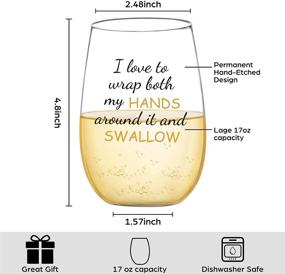 img 3 attached to 🍷 I Love to Wrap Both My HANDS Around It and SWALLOW Funny Wine Glass Gift for Women - Perfect for Bachelorette Parties, Gag Gift for Women, Gift Idea for Her, 17 oz Stemless Wine Glasses: Find the Best Wine Glass Gift for Women Now