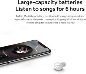 img 2 attached to 🎧 Беспроводной Bluetooth наушник с микрофоном, мини-гарнитура для iPhone, Samsung и Android с функцией шумоподавления - белый