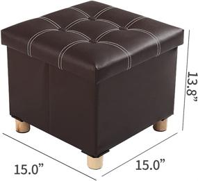 img 3 attached to 🪑 Versatile and Functional 15-inch Foldable Storage Ottoman Bench: BESTUNIHOM Entryway Footrest Shoe Stool with Removable Feet and Storage Seat Box - Coffee SND01DJ-CF