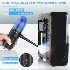 img 2 attached to 💨 Cordless Air Duster & Vacuum 2-in-1: Powerful 60000RPM Motor, Perfect for Computer & Electronics Cleaning, Portable Handheld Design