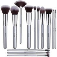 💎 premium synthetic silver makeup brush set - bs-mall 13 pcs foundation blending, blush, face powder brushes - complete makeup brush kit logo