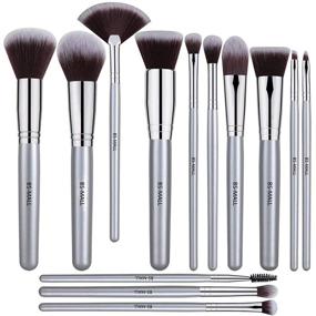 img 4 attached to 💎 Premium Synthetic Silver Makeup Brush Set - BS-MALL 13 PCS Foundation Blending, Blush, Face Powder Brushes - Complete Makeup Brush Kit