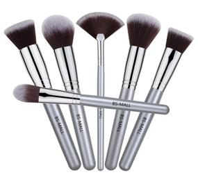 img 3 attached to 💎 Premium Synthetic Silver Makeup Brush Set - BS-MALL 13 PCS Foundation Blending, Blush, Face Powder Brushes - Complete Makeup Brush Kit