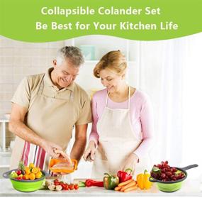 img 1 attached to Versatile Silicone Collapsible Colander Set 🍴 for Over-the-Sink Straining: Nanateer Kitchen Strainer (2 Pack)