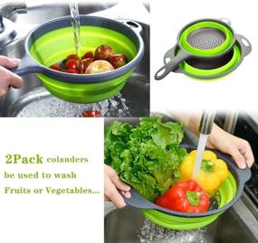 img 4 attached to Versatile Silicone Collapsible Colander Set 🍴 for Over-the-Sink Straining: Nanateer Kitchen Strainer (2 Pack)